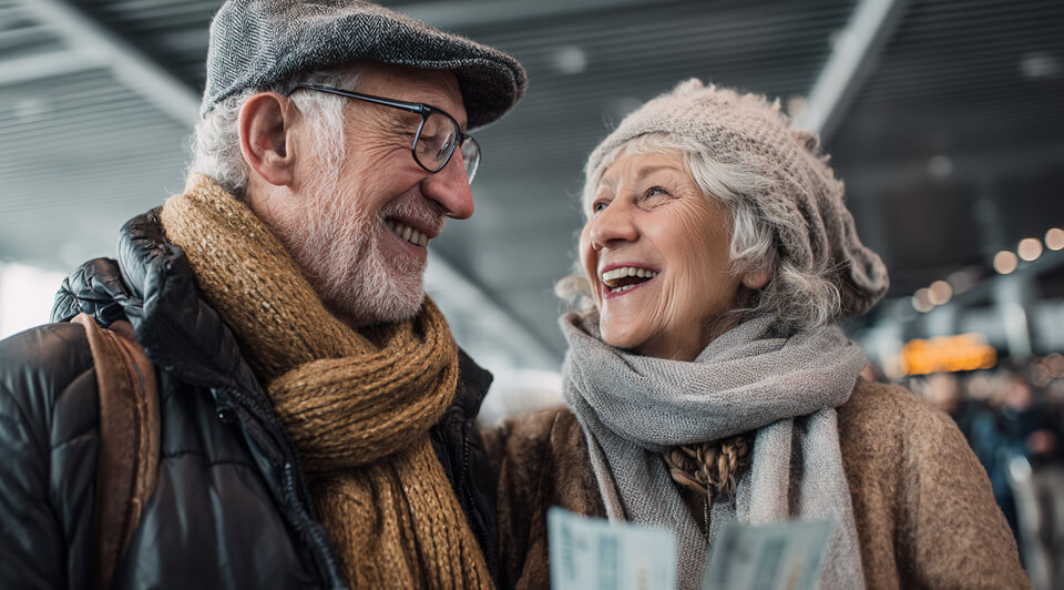 Elderly couple saving money